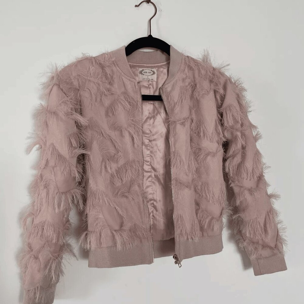 joyfolie Mia Joy Jacket Dust Pink Fringe Sz 10 Girls